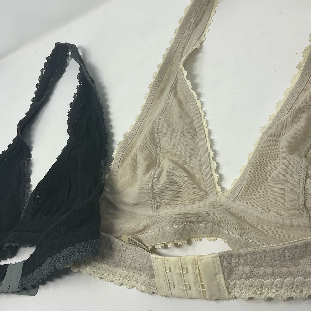 Intimately Free People Wireless Halter Lace Bra Tan and Black XS - Picture 5 of 7